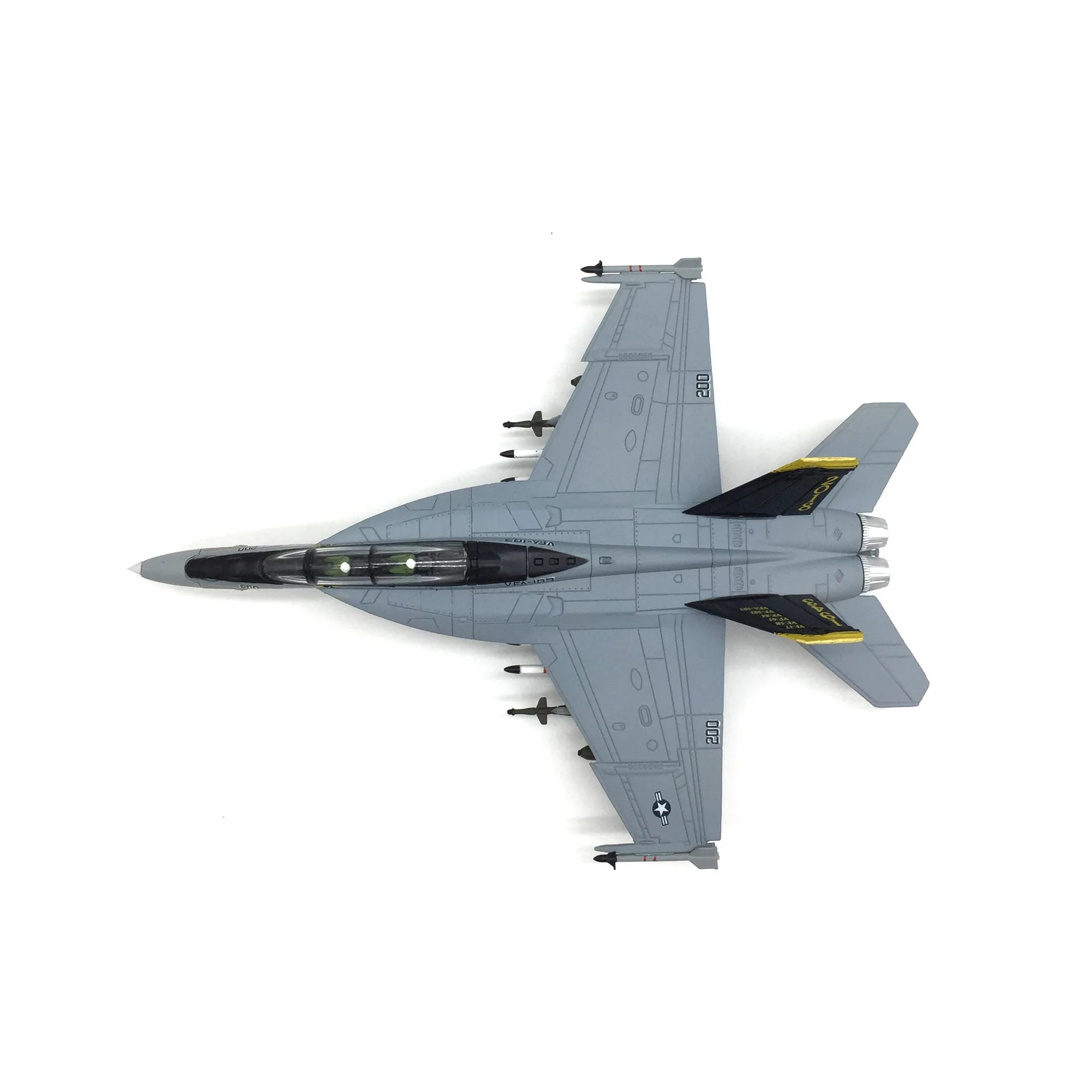 F-18 Hornet model jet in gray with detailed features