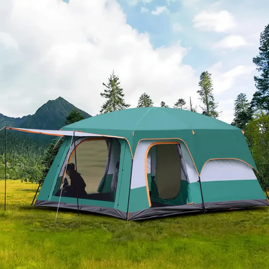Military-Outdoors Family Tent in Green for Camping with Spacious Design