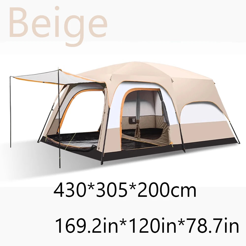 Military-Outdoors Beige Family Tent with spacious interior and quick setup for outdoor adventures
