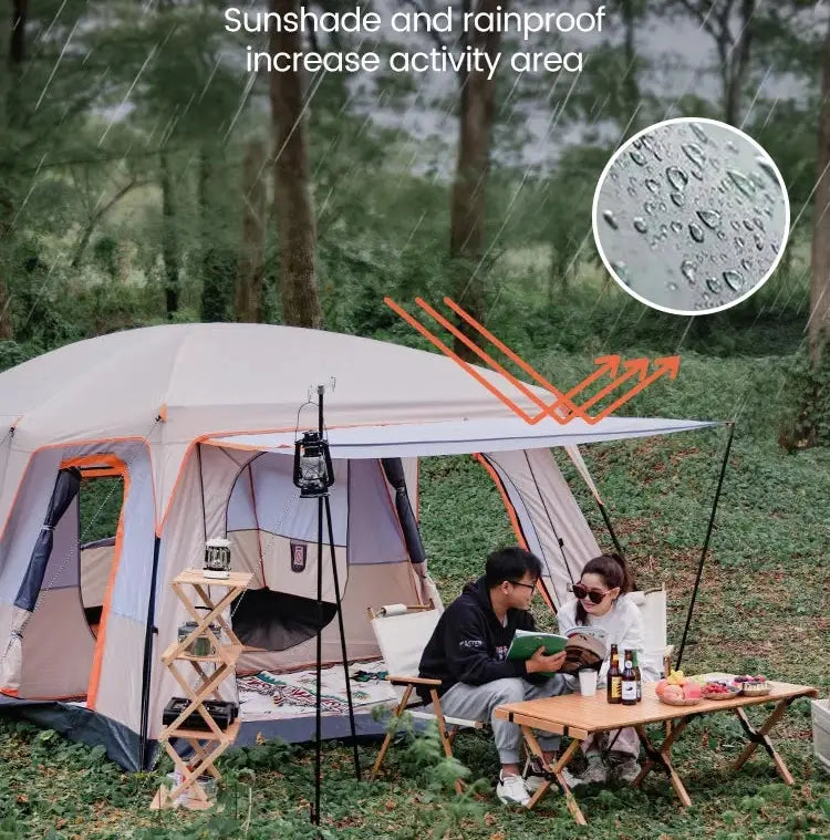 Military-Outdoors Family Tent with Sunshade and Rainproof Features for Outdoor Activity