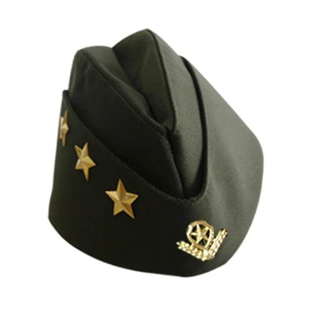 Black fashion military hats with gold stars for stylish outdoor wear