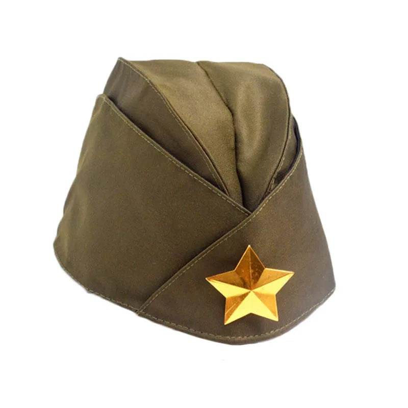 Olive Green Military Hat with Golden Star for Fashion Military Hats