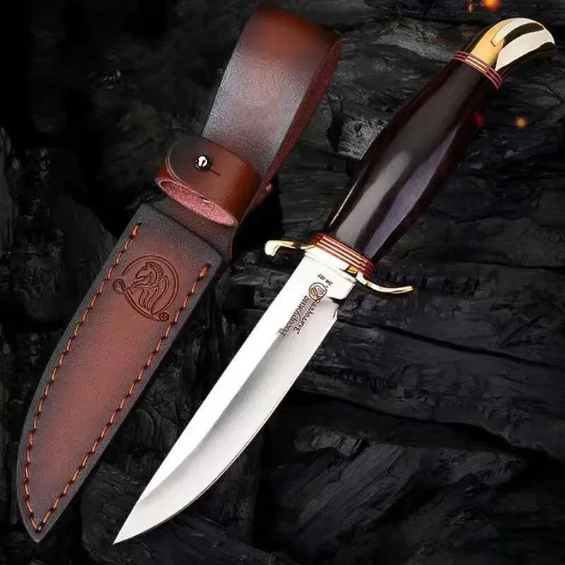 Finka NKVD knife with leather sheath for outdoor survival