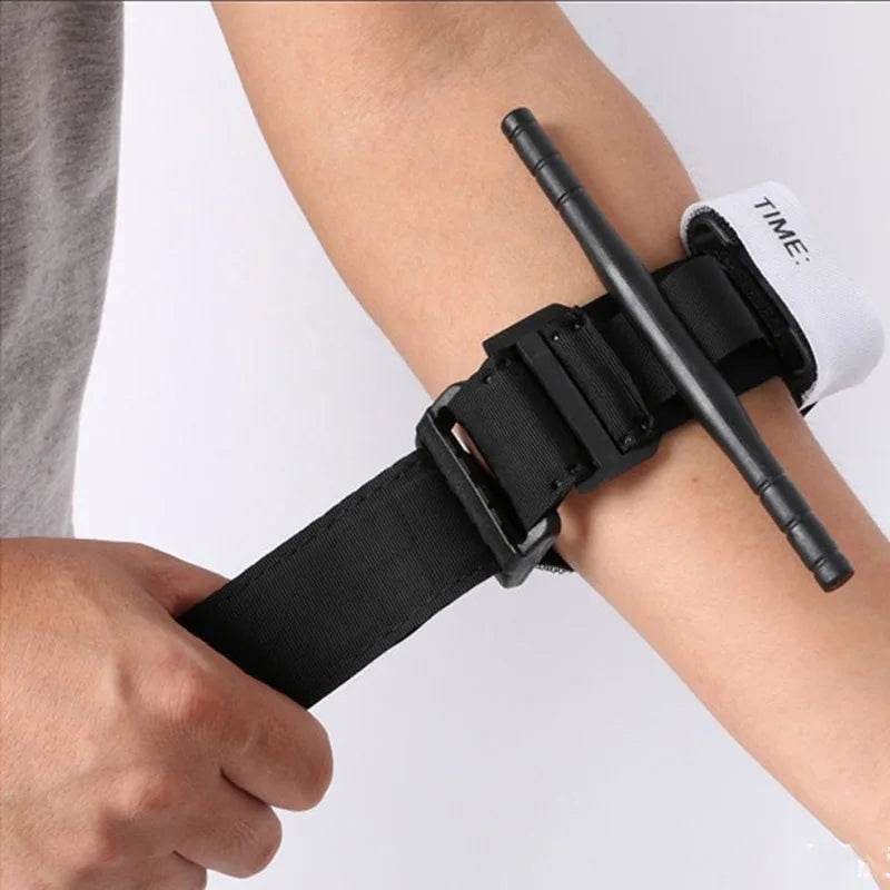 Black first aid tourniquet strap designed for emergency use and easy application