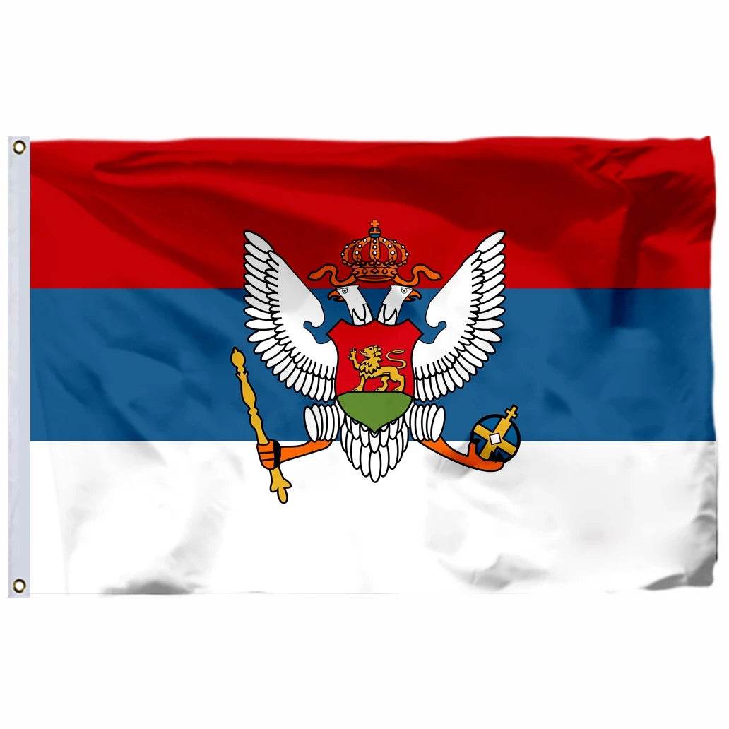 Official Montenegro and Serbia flags with detailed emblem and vibrant colors for display or collection
