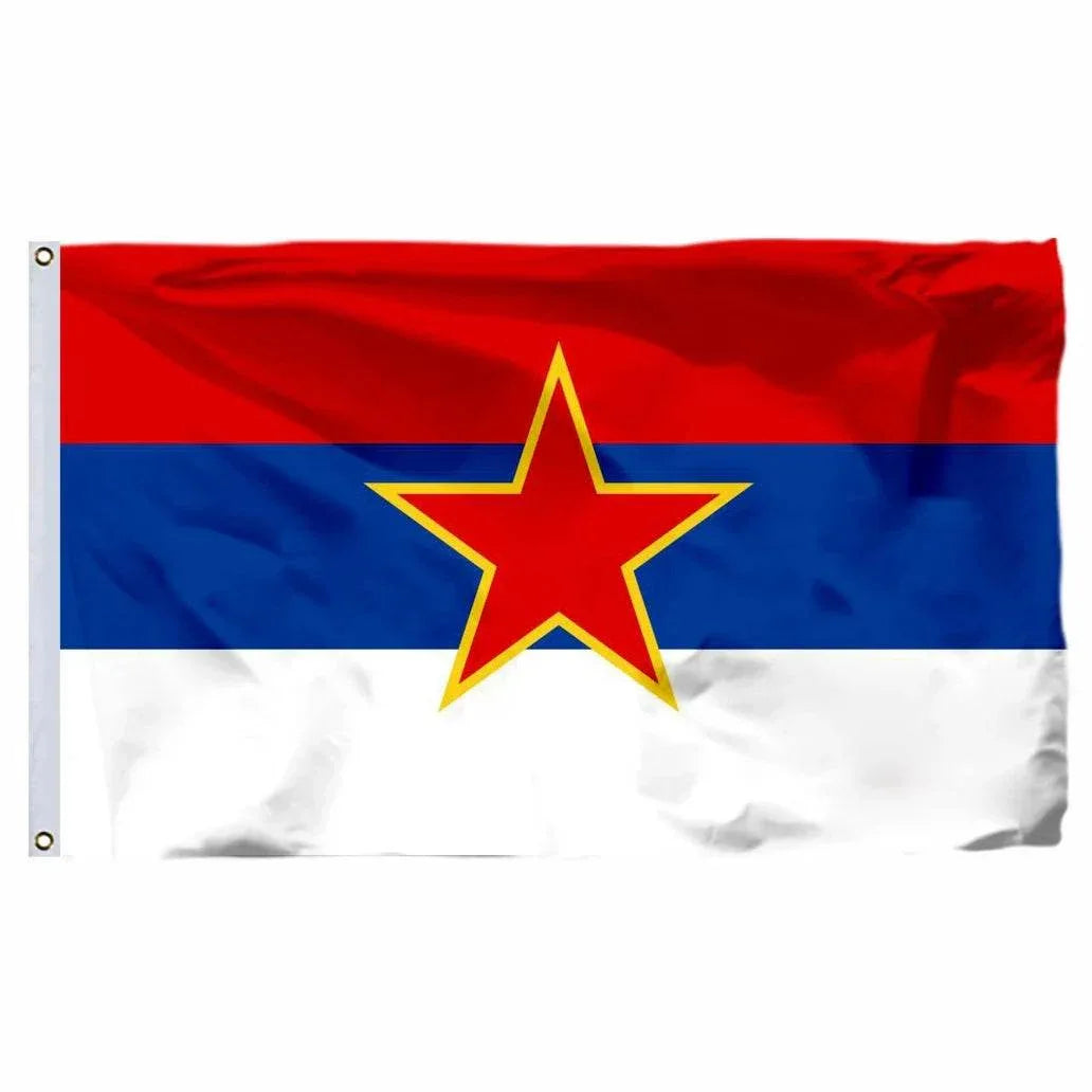 Montenegro and Serbia flags featuring bold colors and emblematic designs for outdoor display
