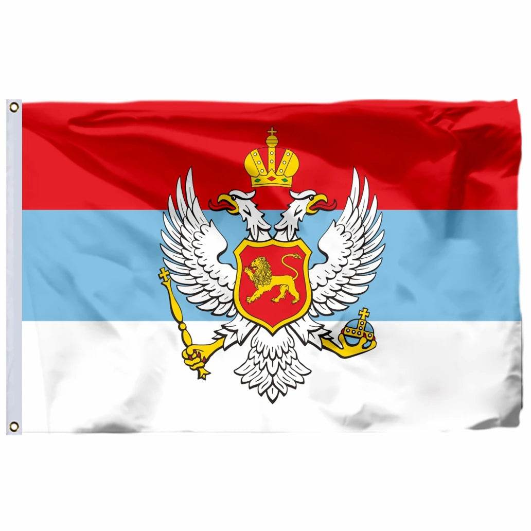 Montenegro and Serbia flags featuring the national symbols and vibrant colors for outdoor display