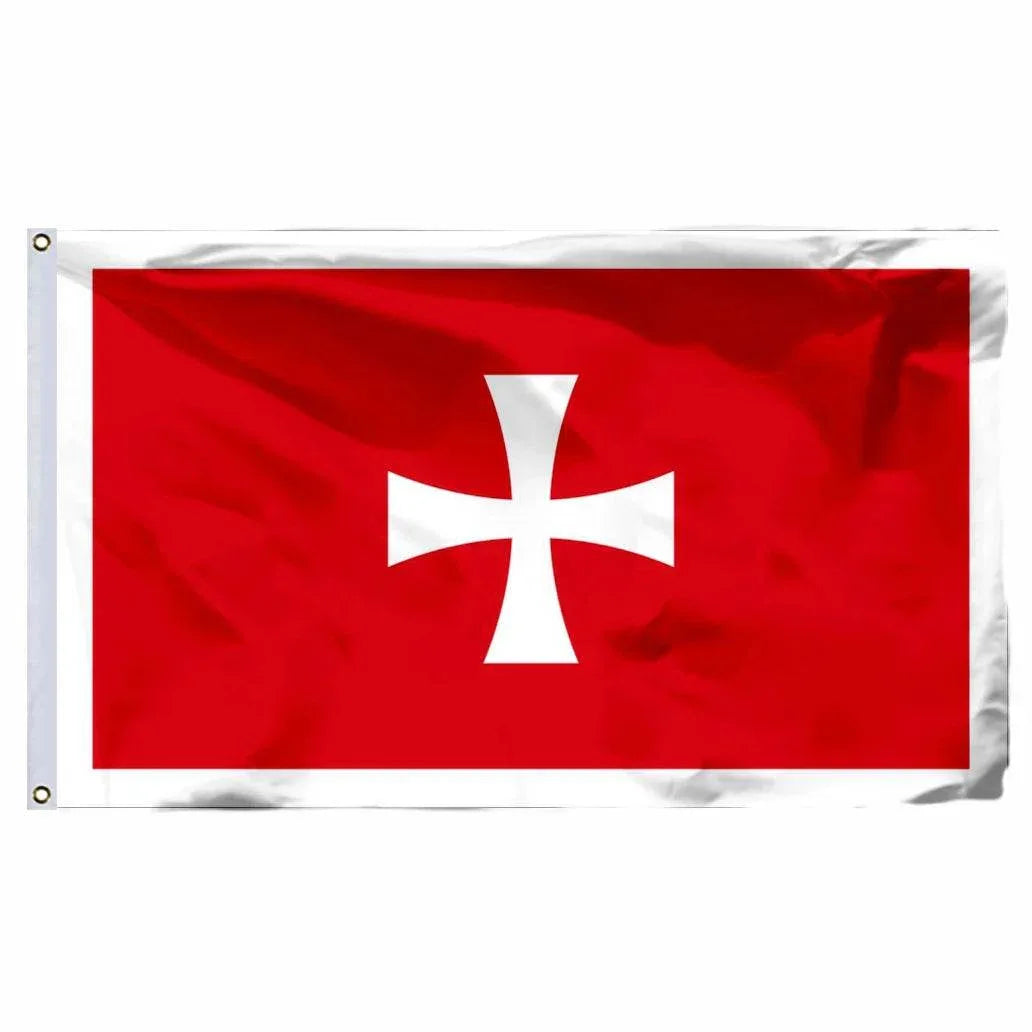 Montenegro and Serbia flags displaying a red background with a white cross design
