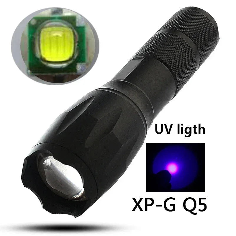 Black flashlight bundle with UV light for outdoor use