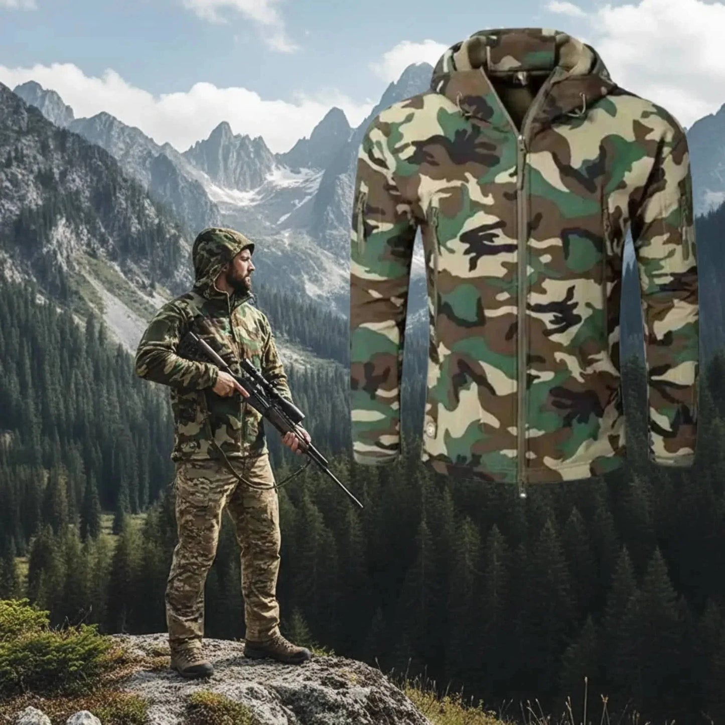 Camo Fleece Outdoor Jacket for hunting and outdoor activities