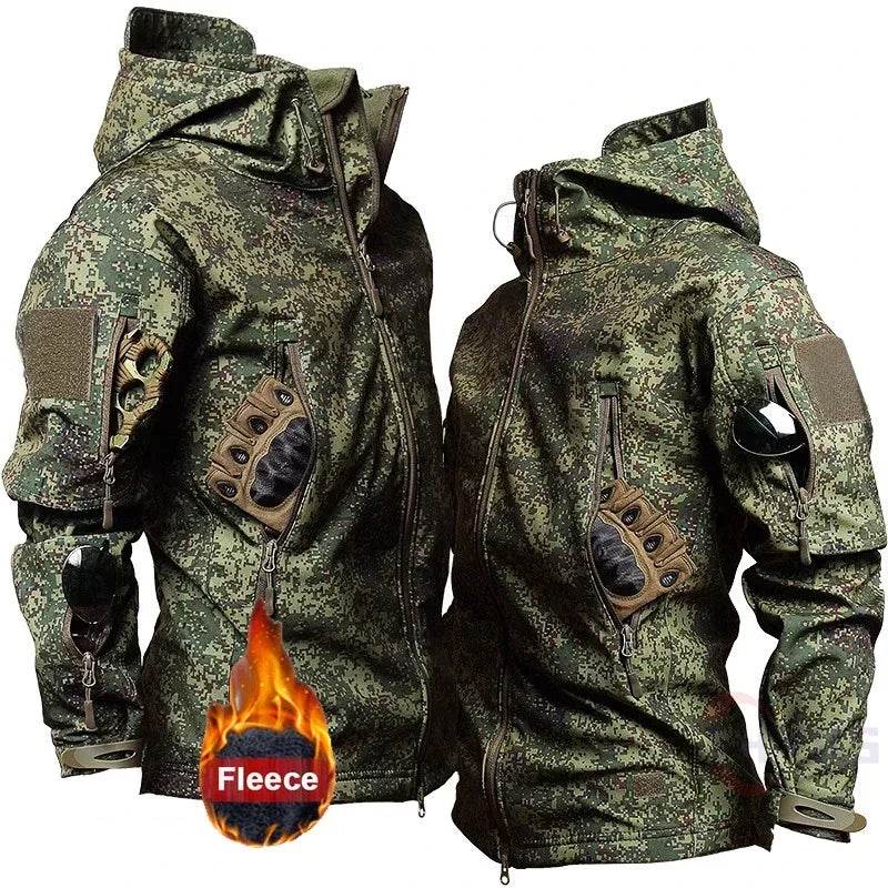 Fleece outdoor jacket in camouflage for military and outdoor activities