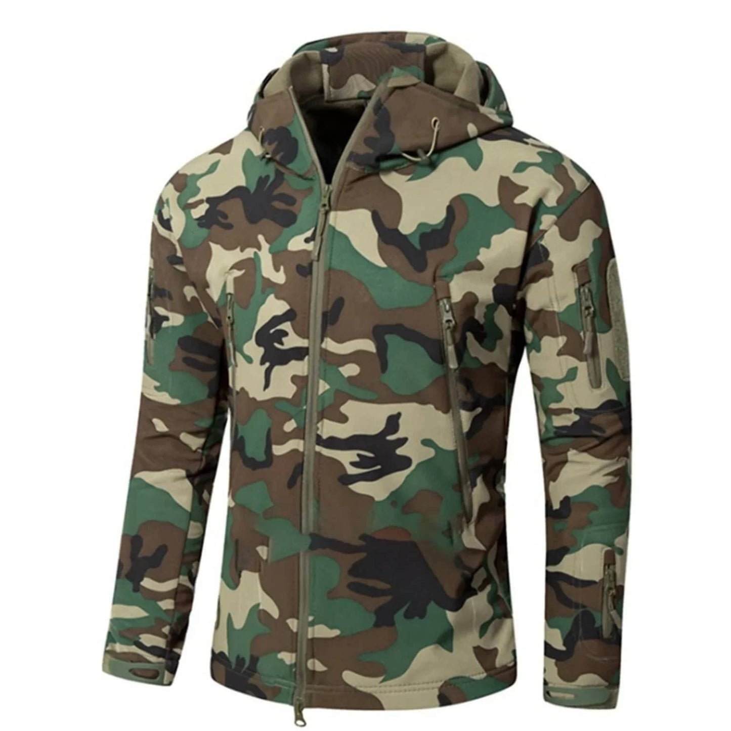 Camouflage fleece outdoor jacket for warm and versatile outdoor activities