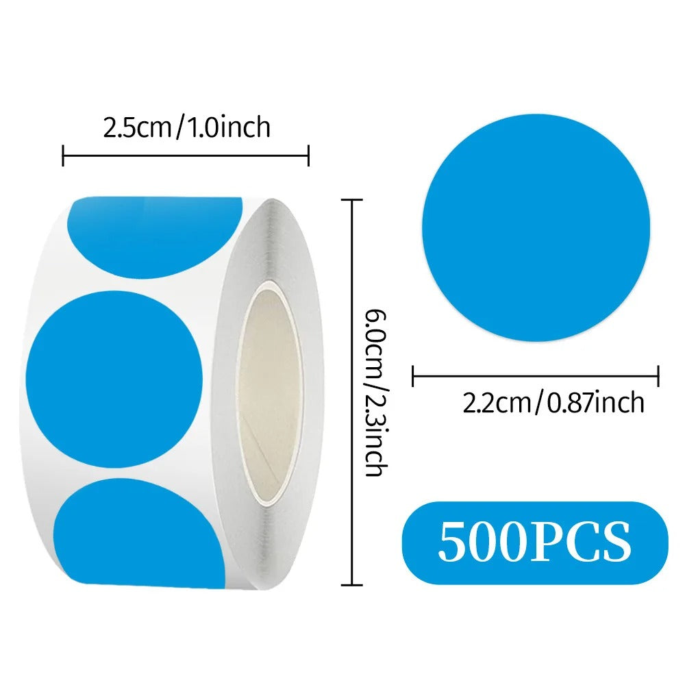 Fluorescent round labels 25mm in blue for marking and organizing