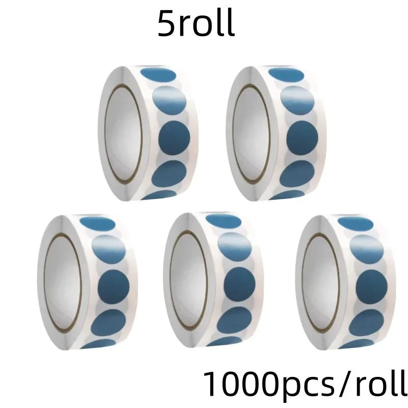 Fluorescent round labels 25mm on rolls, ideal for marking and organizing