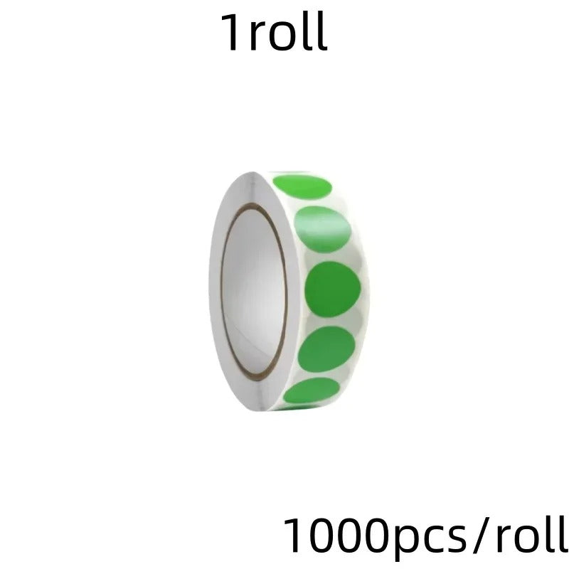 Fluorescent round labels 25mm in green for marking and organizing