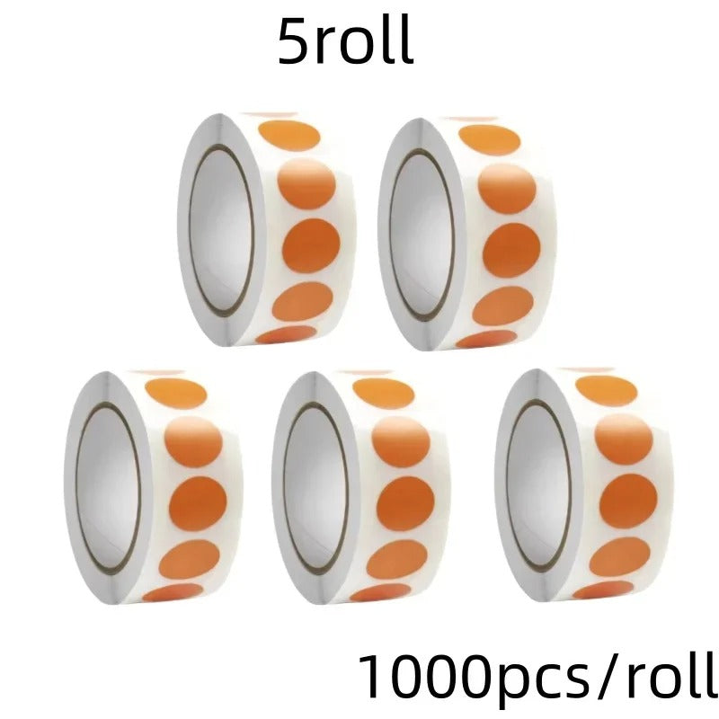 Fluorescent round labels 25mm in orange for easy visibility in shooting targets