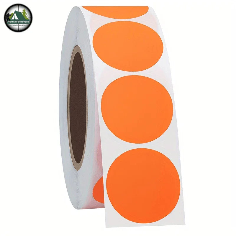 Fluorescent round labels 25mm in bright orange for shooting targets