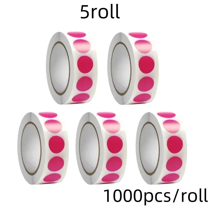 Fluorescent round labels 25mm in pink designed for shooting targets
