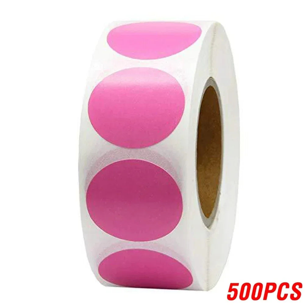Fluorescent round labels 25mm in pink for easy labeling and organization