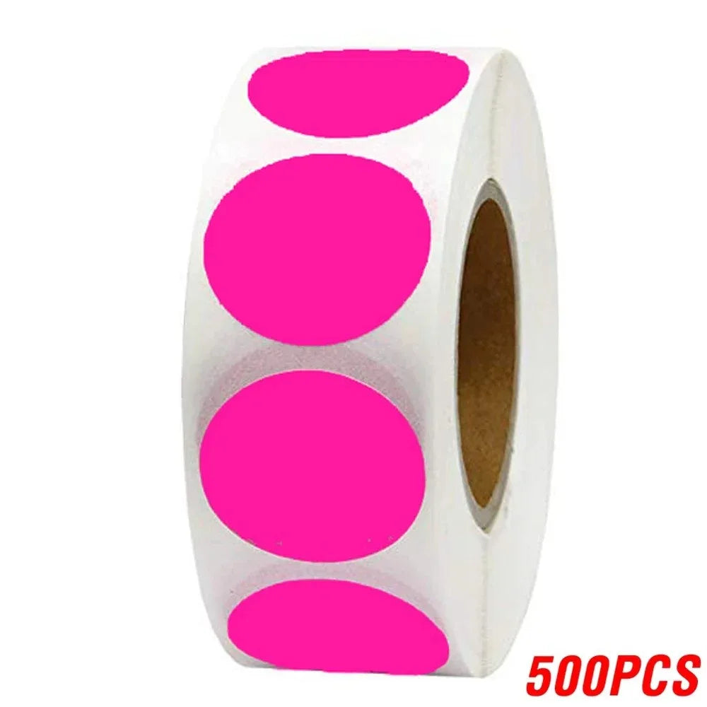 Fluorescent round labels 25mm in pink for shooting targets
