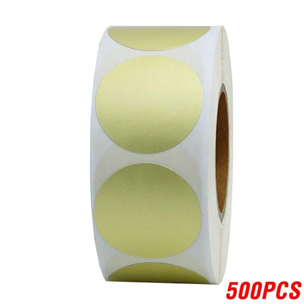 Fluorescent round labels 25mm in yellow, ideal for marking and organizing