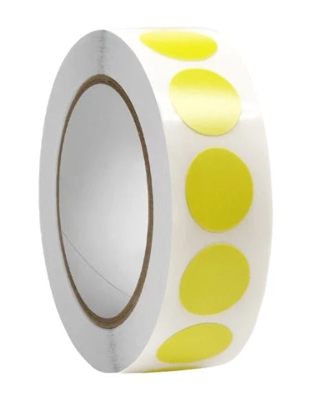 Fluorescent round labels 25mm on a roll for marking and organizing