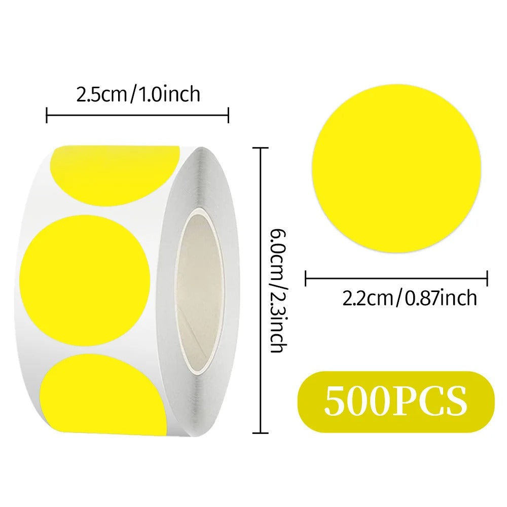 Fluorescent round labels 25mm in bright yellow for shooting targets