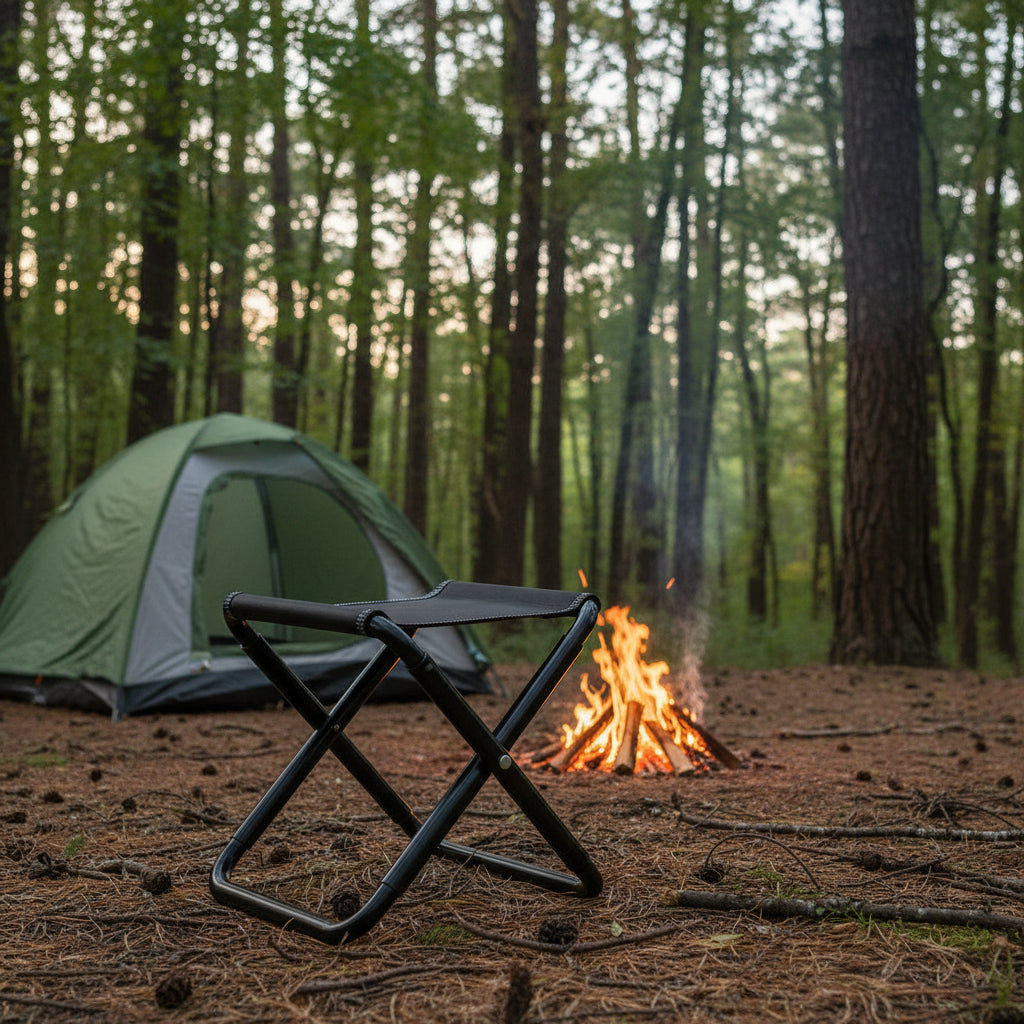 Compact Black Folding Camping Chair for Easy Transport and Outdoor Use