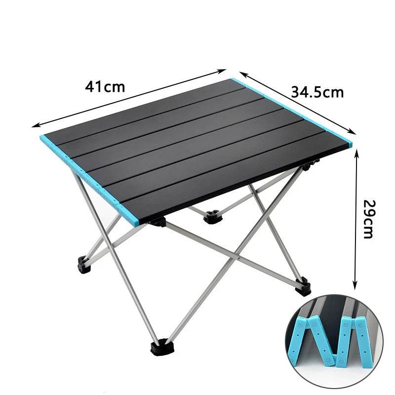 Folding camping table in black with portable design for outdoor use