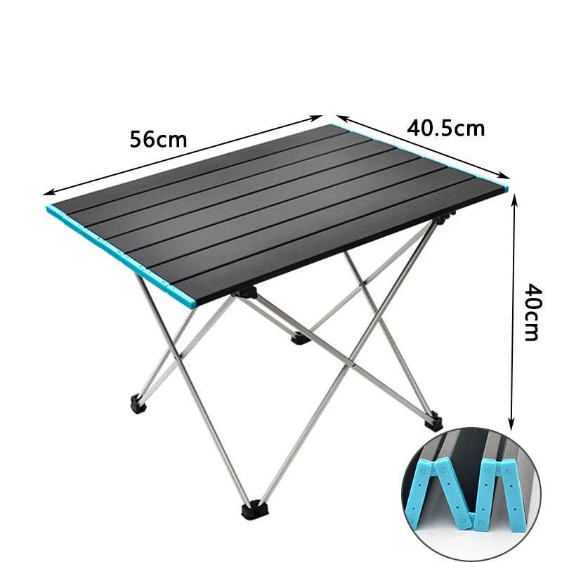 Folding camping table in black with lightweight design for outdoor use