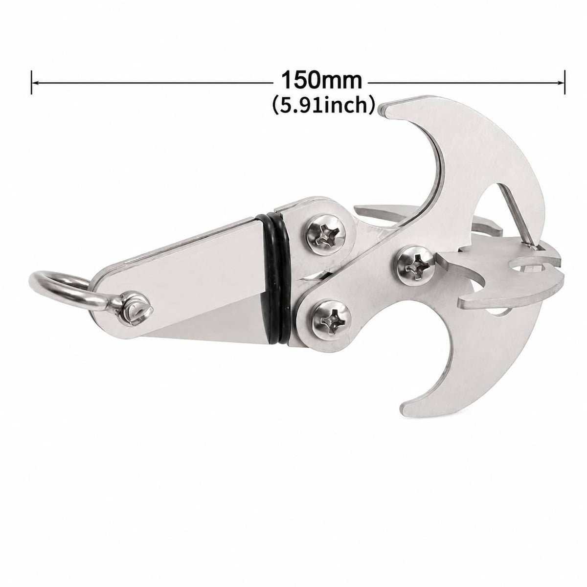 Folding gravity hook in stainless steel for climbing and outdoor adventures