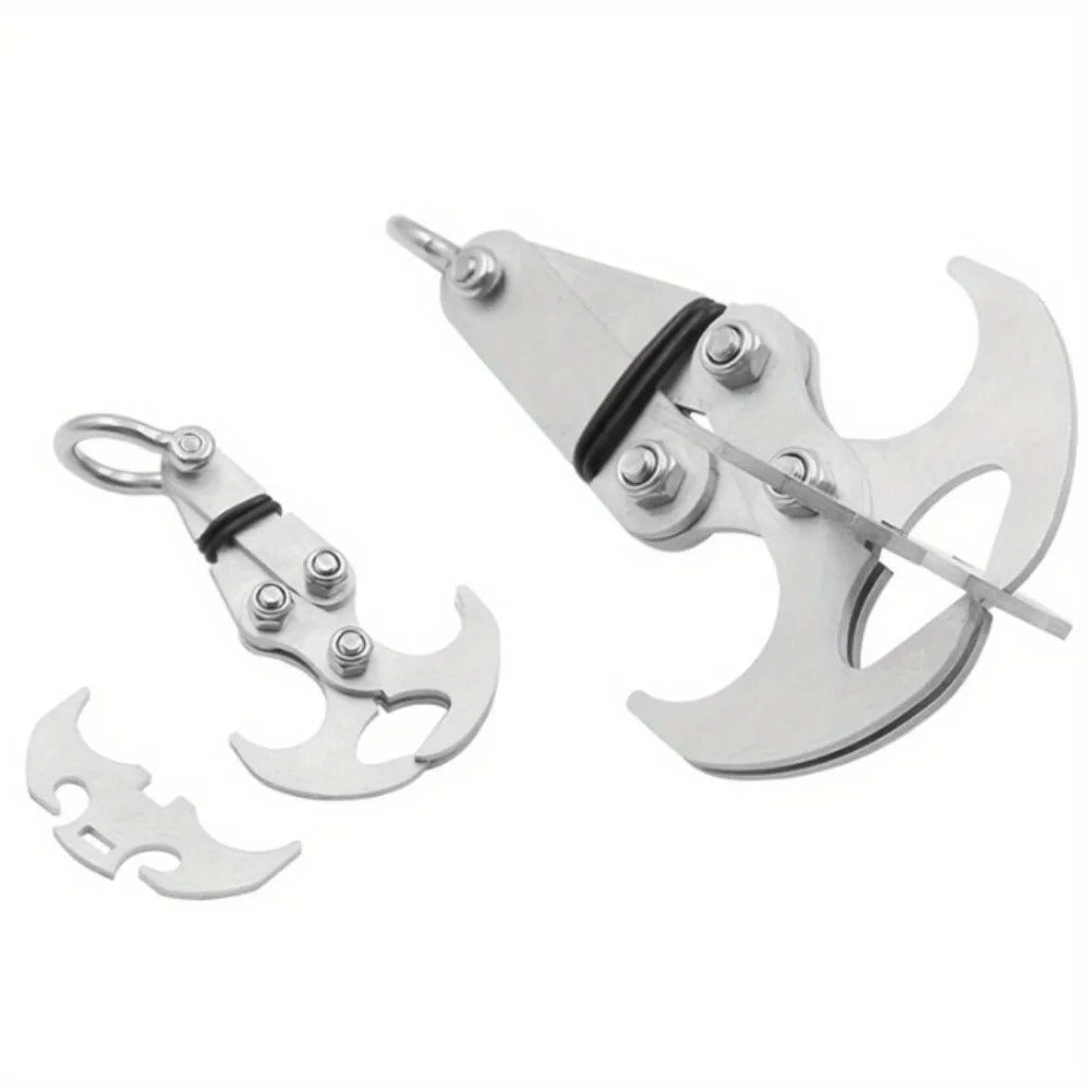 Folding gravity hook for secure climbing and anchoring in outdoor adventures