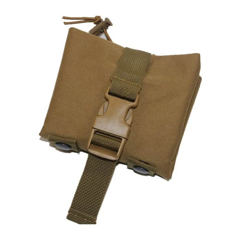 Folding Molle Magazine Bag in tan color with durable fabric and adjustable buckle strap