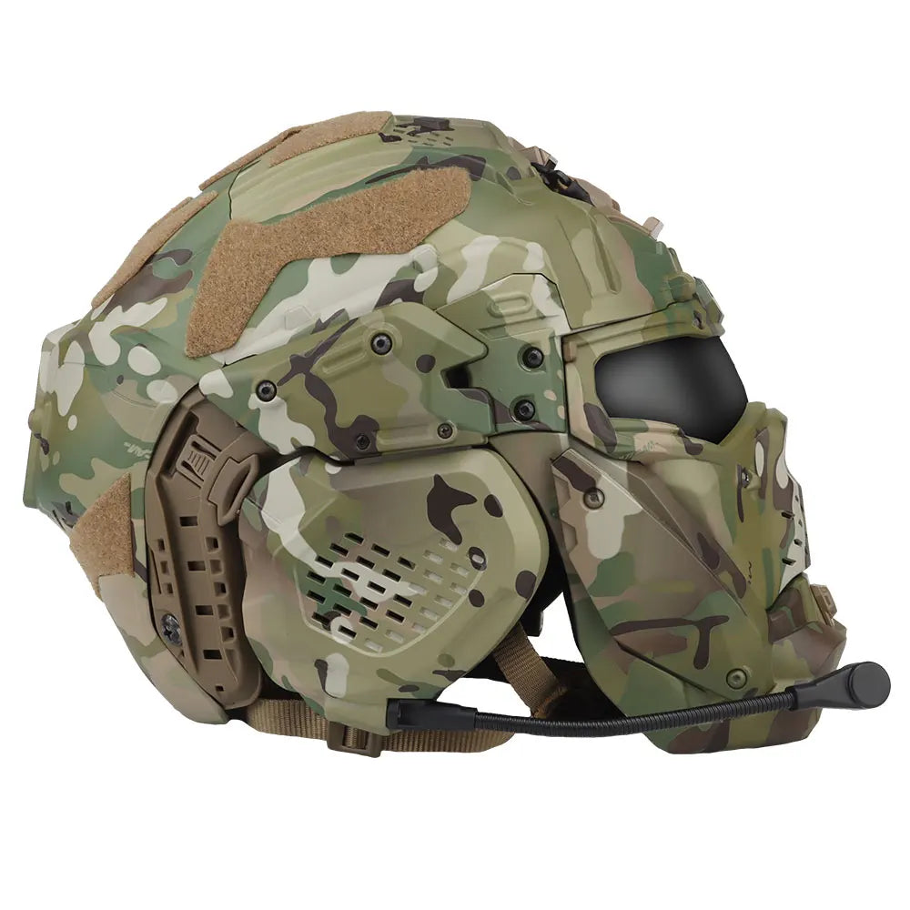 Military-Outdoors full face protective helmet in camouflage with advanced features for optimal safety
