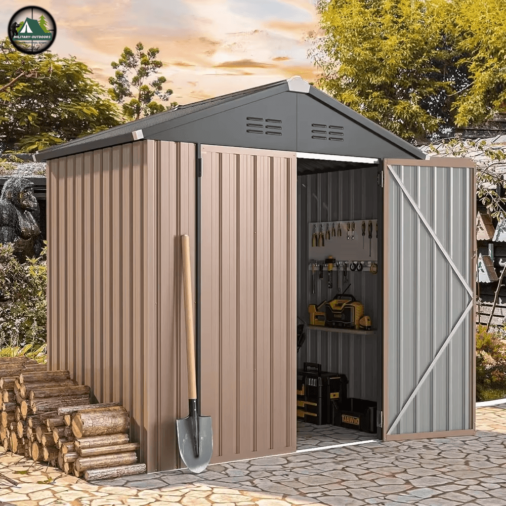 Military-Outdoors 6x4 Ft Outdoor Storage Shed - Durable & Secure - Military-Outdoors.com