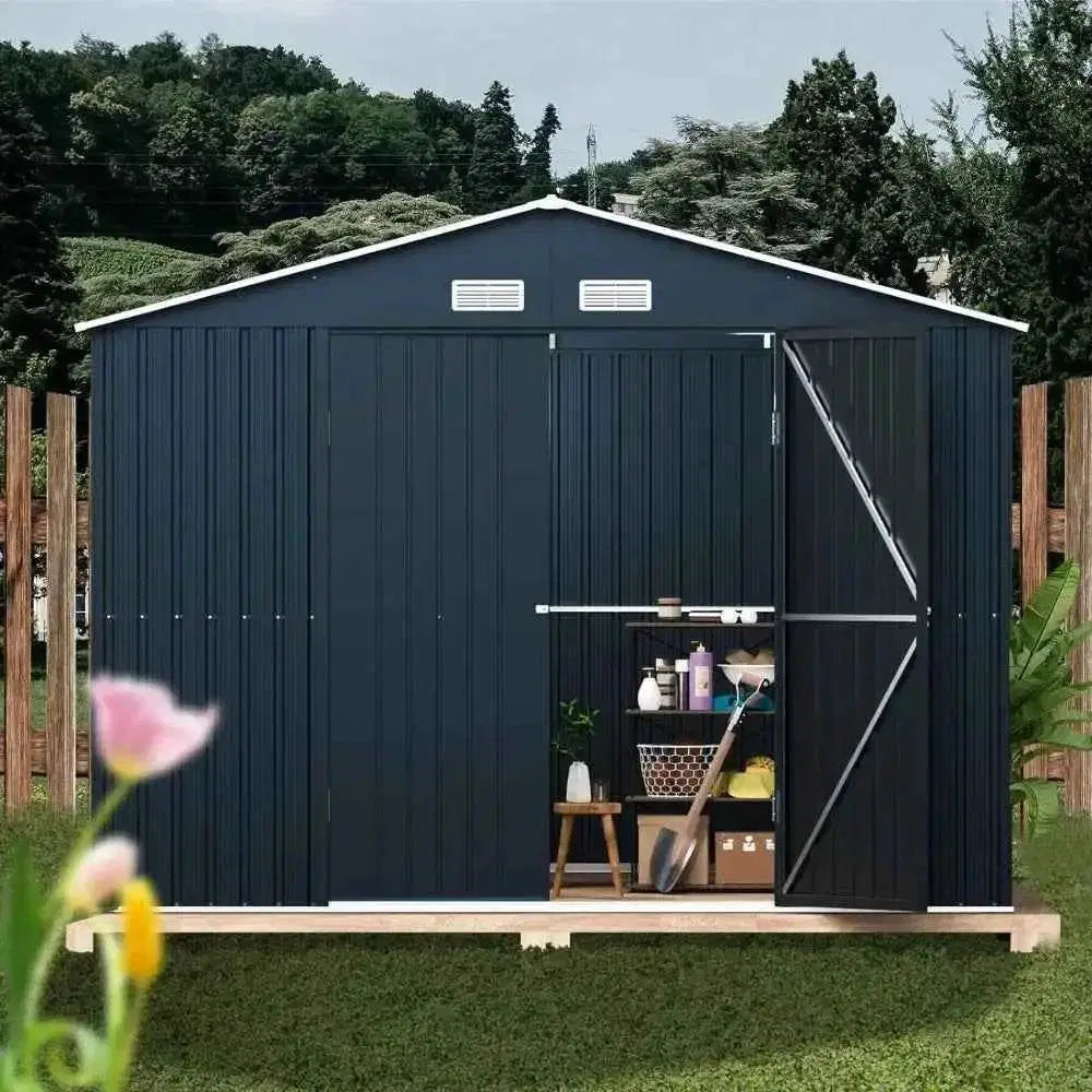 10X12X7.5 FT Steel Outdoor Storage Shed with double doors - Military-Outdoors.com