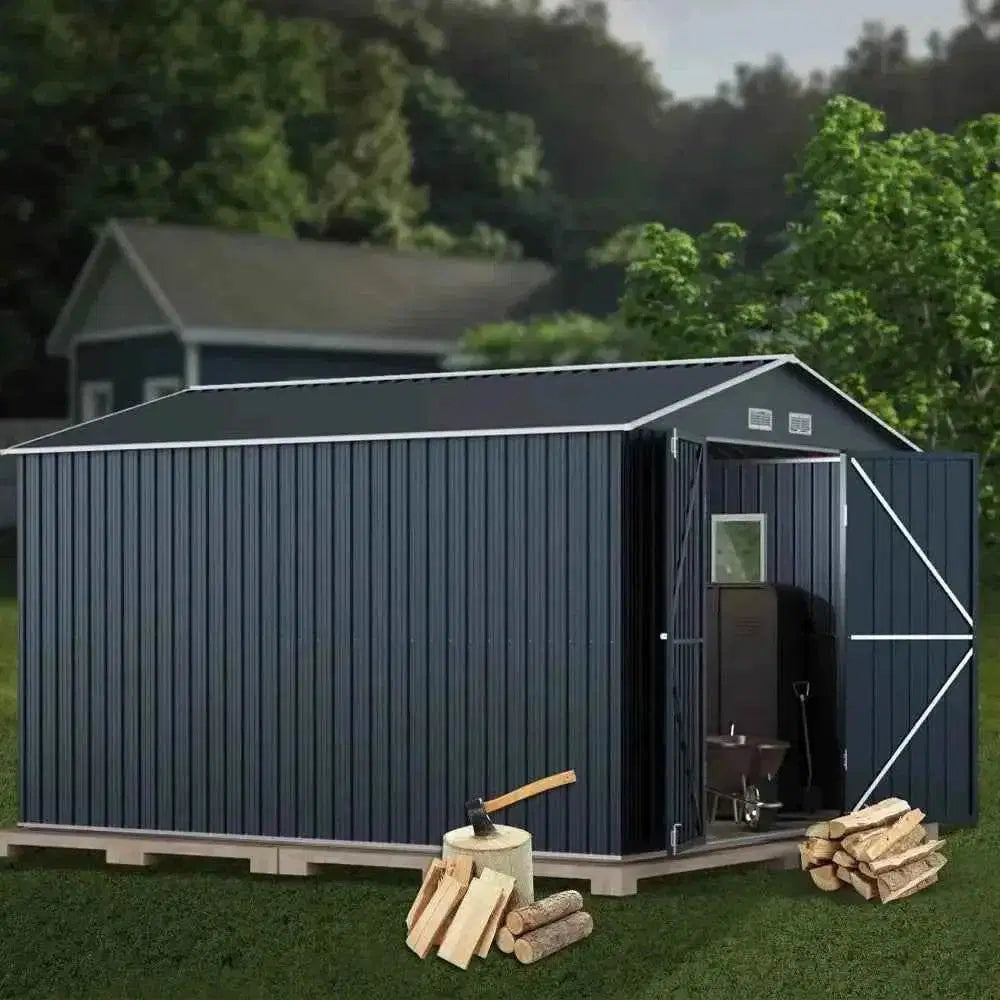 10X12X7.5 FT Steel Outdoor Storage Shed - Military-Outdoors.com