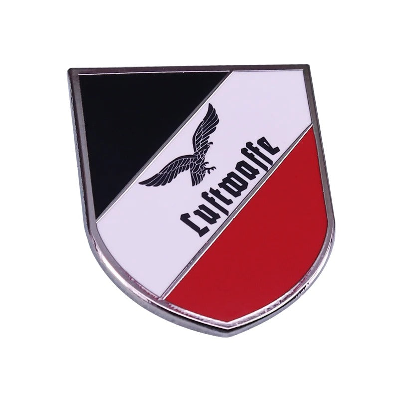 German badge replica with black, white, and red colors featuring the Luftwaffe eagle symbol