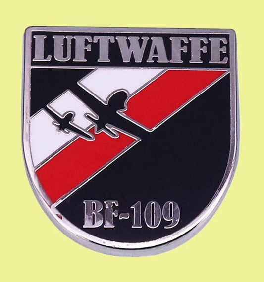 Luftwaffe BF-109 German badge replica featuring iconic aircraft design