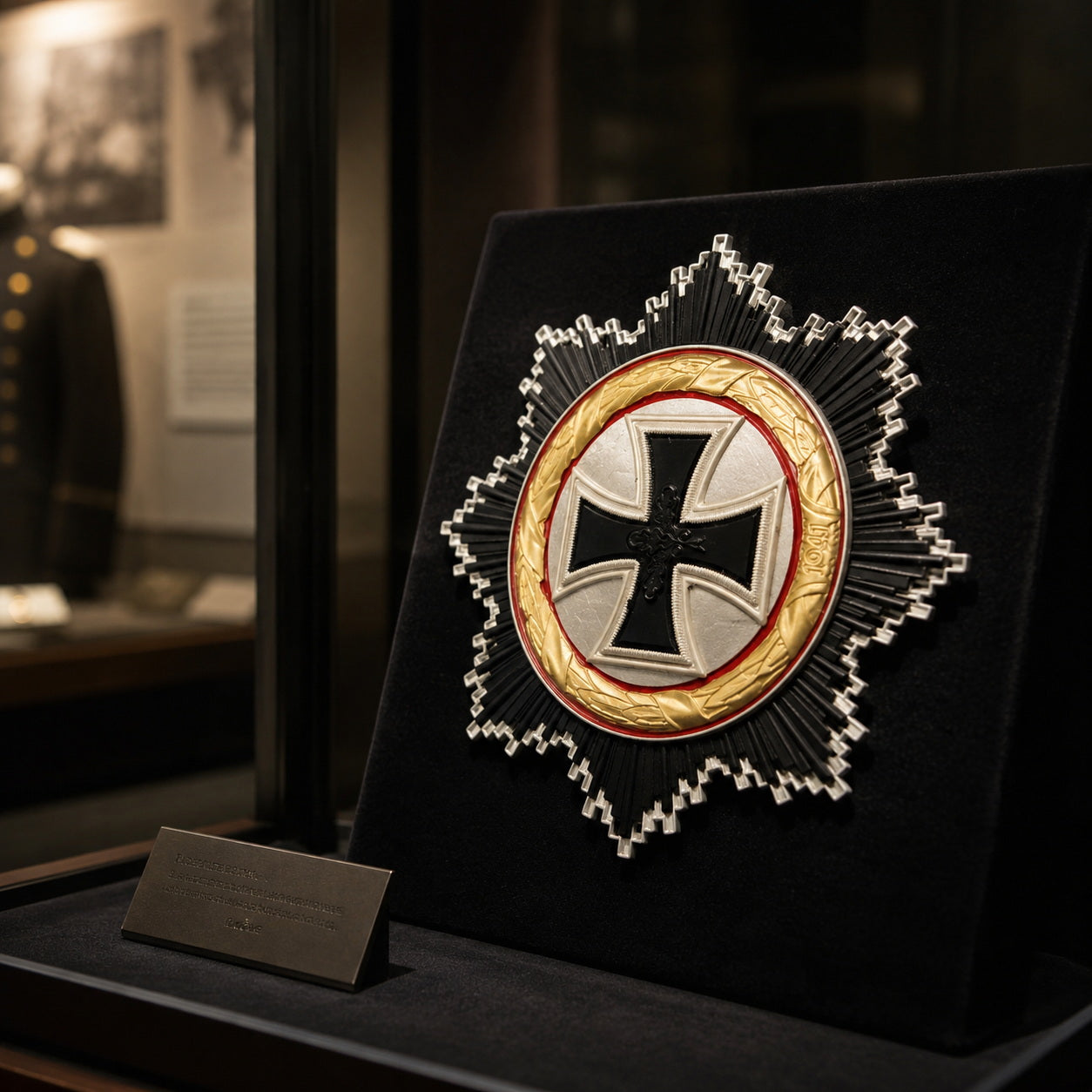 German cross replica medal with intricate details and historical significance