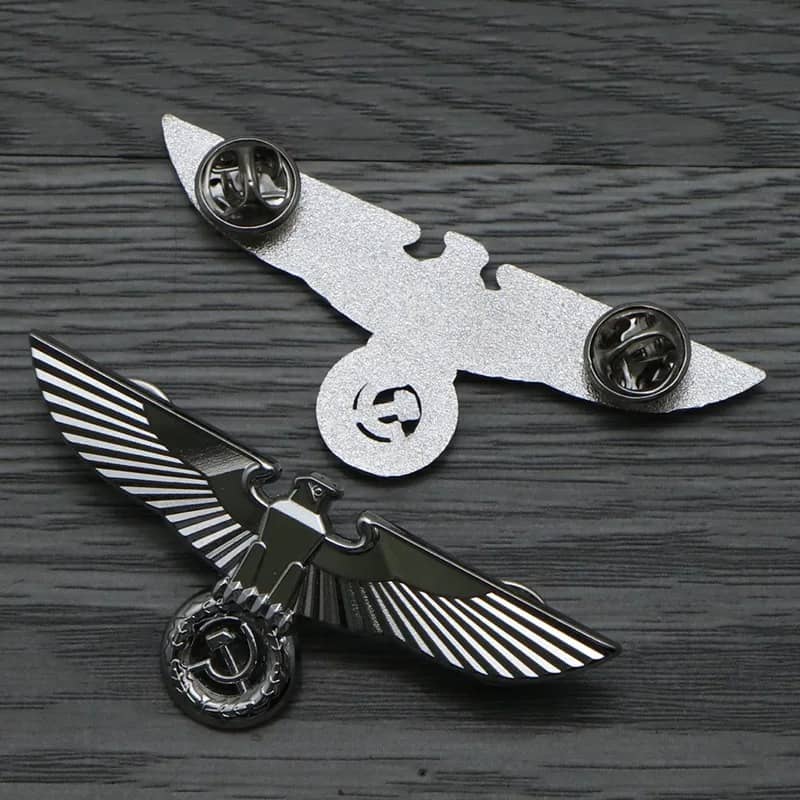 German Eagle Badge in silver and black showcasing military design