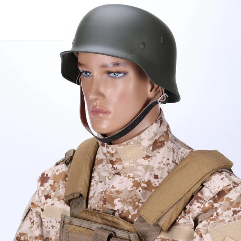 German M35 helmet in olive green for military enthusiasts
