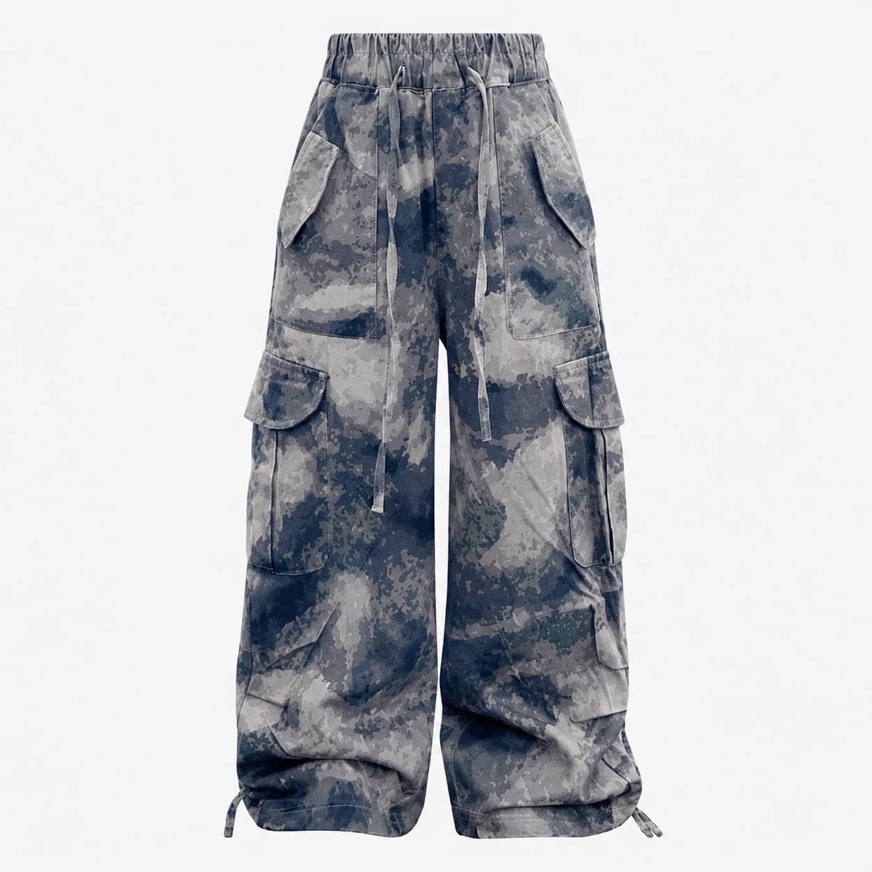 Girls Camouflage Cargo Pants with Elastic Waist and Pockets