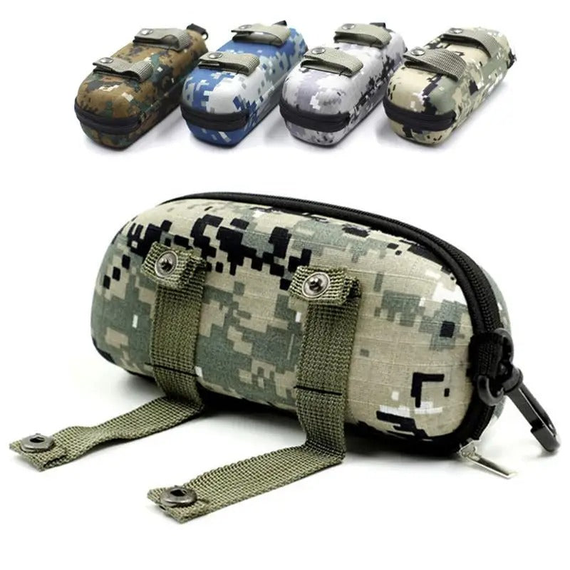 Sunglasses glasses case in camouflage design with durable zip closure