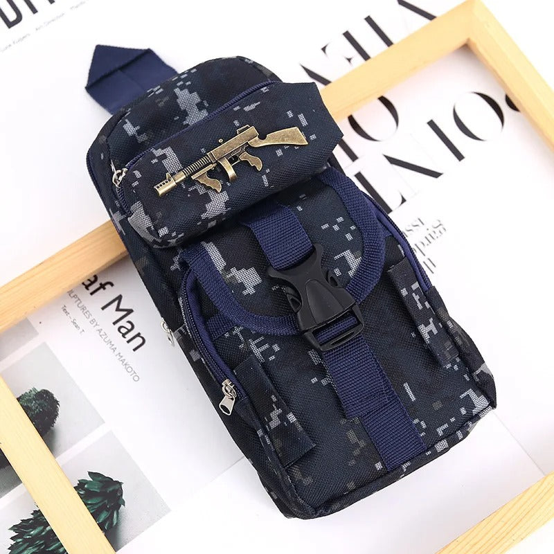 Camo pencil case with military design and secure zipper for kids