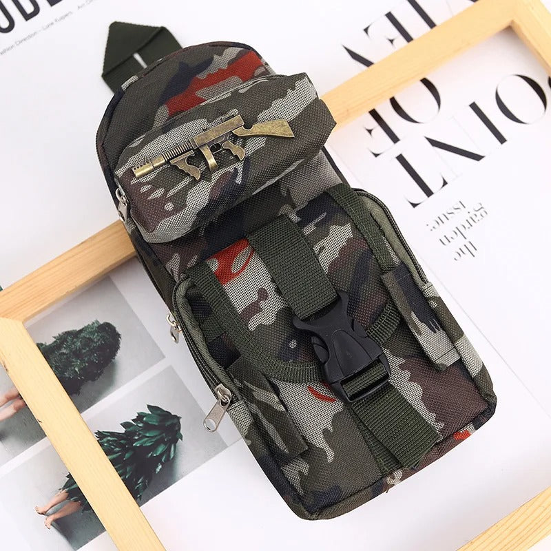 Camo pencil case in green with military design for kids