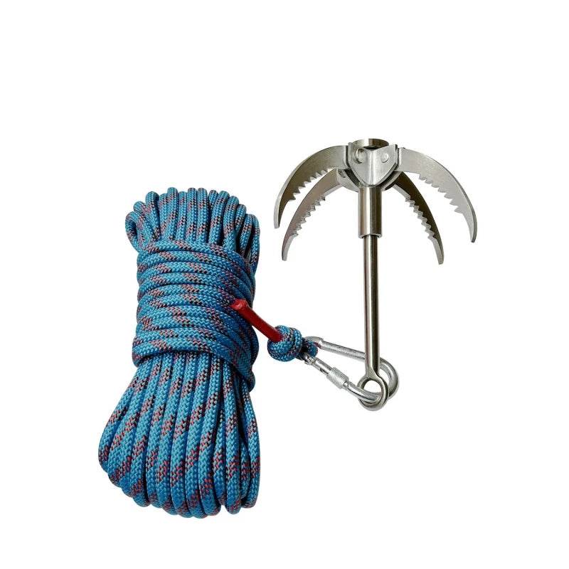Durable grappling hook with rope for climbing adventures