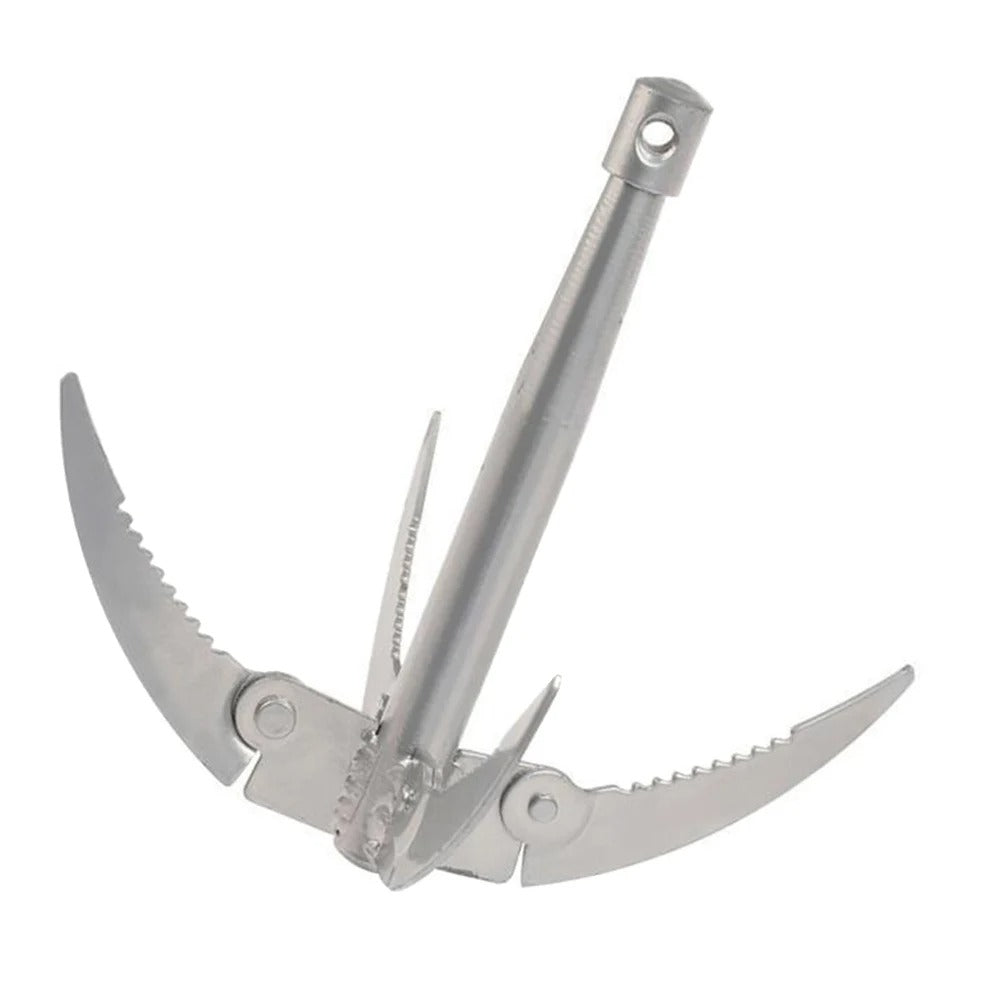 Durable stainless steel grappling hook with rope for climbing adventures