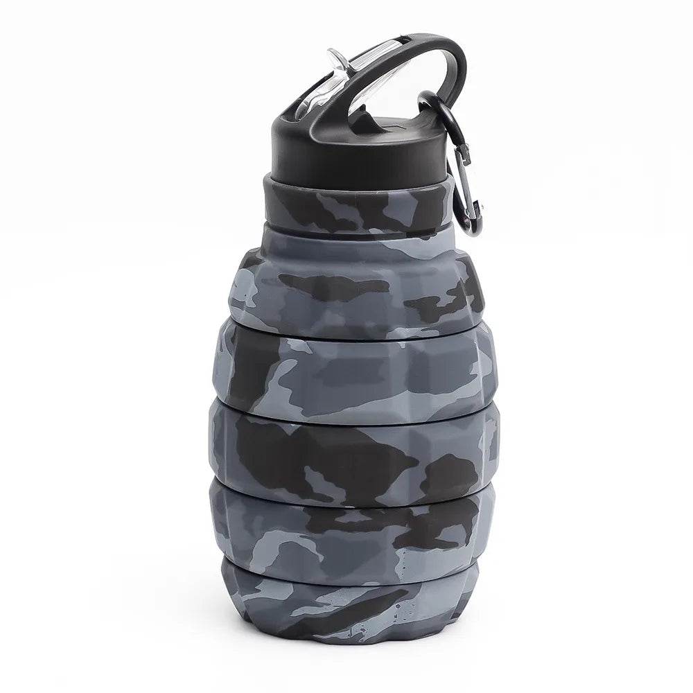 Light grey Grenade Shaped Foldable Water Bottle 580ml - Military-Outdoors.com