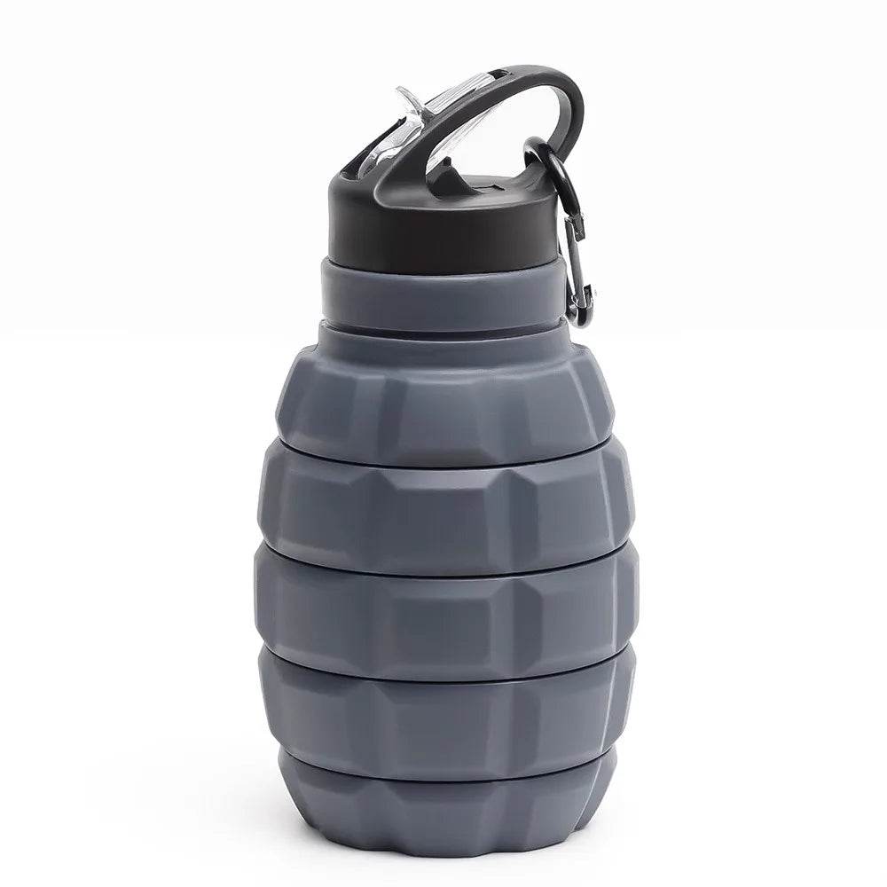 Grey Grenade Shaped Foldable Water Bottle 580ml - Military-Outdoors.com